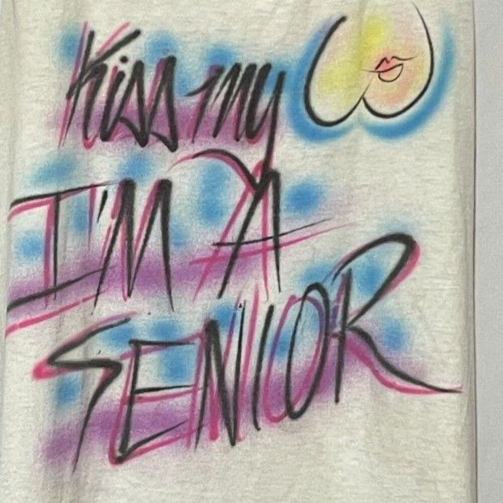Vintage 80s Airbrush Tank Top Graffiti T shirt Senior Graduation Tee - Picture 9 of 10